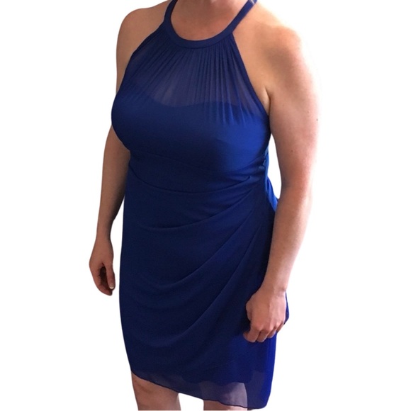 David’s Bridal Horizon Blue Sleeveless Formal Bodycon Dress - Picture 2 of 7